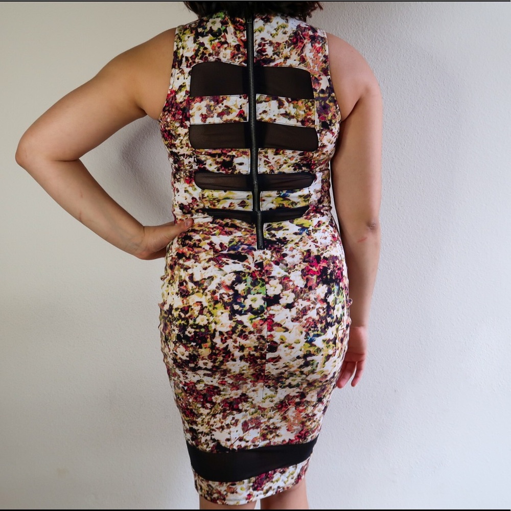 Mid Length Floral Mesh Party Dress